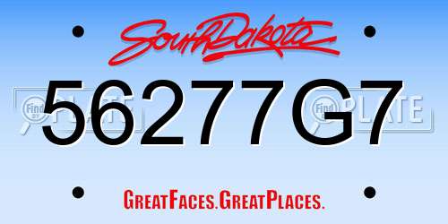 56277G7 South Dakota License Plate