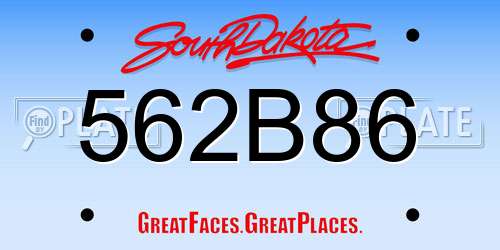 562B86 South Dakota License Plate