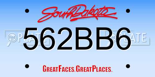 562BB6 South Dakota License Plate
