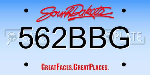 562BBG South Dakota License Plate
