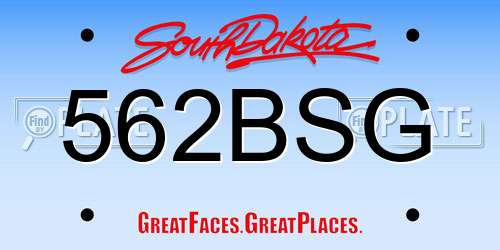 562BSG South Dakota License Plate