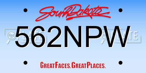 562NPW South Dakota License Plate
