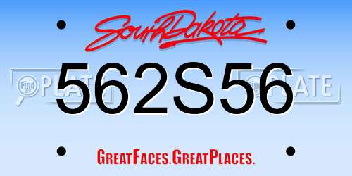 562S56 South Dakota License Plate