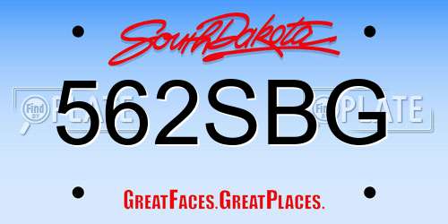 562SBG South Dakota License Plate