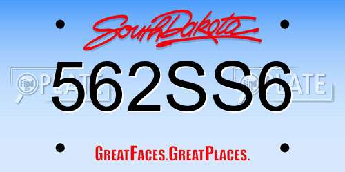 562SS6 South Dakota License Plate