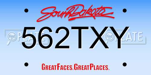 562TXY South Dakota License Plate