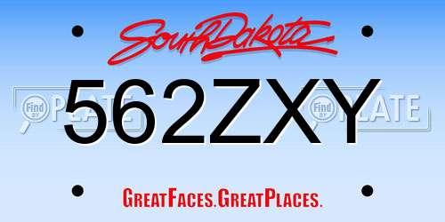 562ZXY South Dakota License Plate