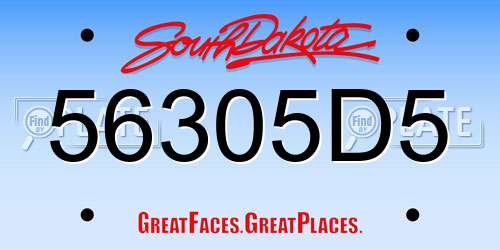 56305D5 South Dakota License Plate
