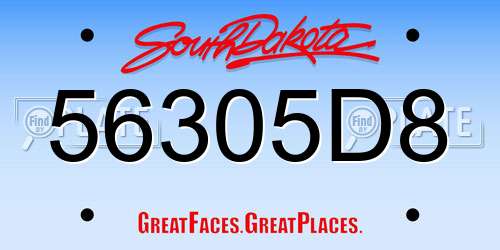 56305D8 South Dakota License Plate