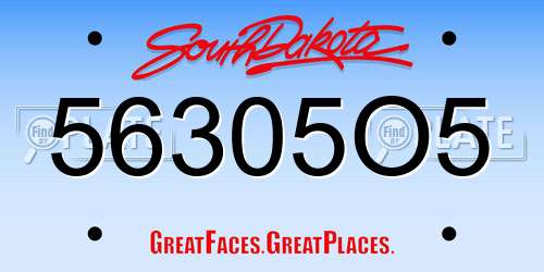 56305O5 South Dakota License Plate