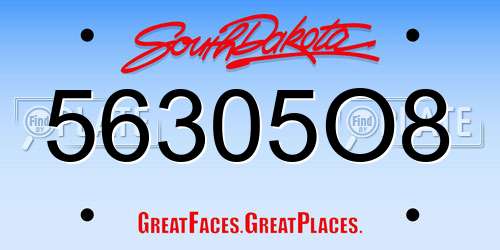 56305O8 South Dakota License Plate