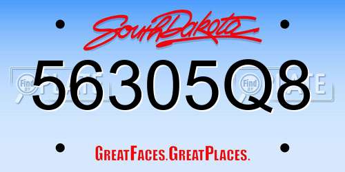 56305Q8 South Dakota License Plate