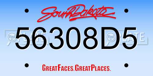 56308D5 South Dakota License Plate