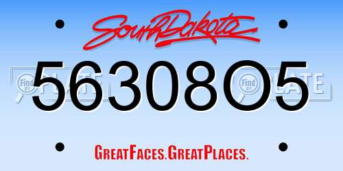 56308O5 South Dakota License Plate