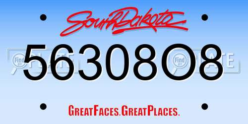 56308O8 South Dakota License Plate