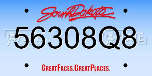 56308Q8 South Dakota License Plate