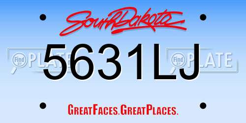 5631LJ South Dakota License Plate