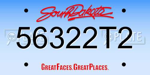 56322T2 South Dakota License Plate