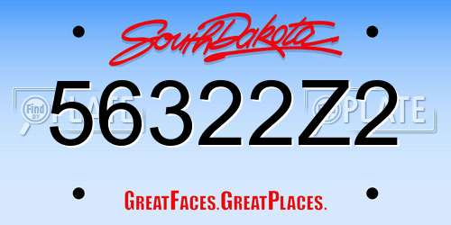 56322Z2 South Dakota License Plate