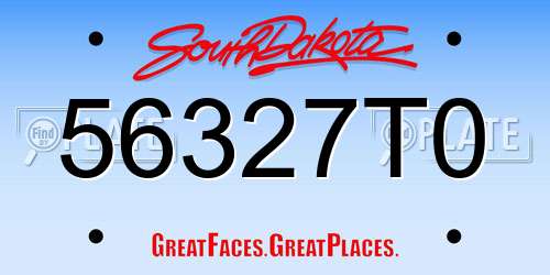 56327T0 South Dakota License Plate