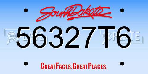 56327T6 South Dakota License Plate