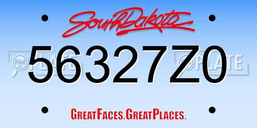 56327Z0 South Dakota License Plate