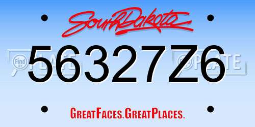 56327Z6 South Dakota License Plate