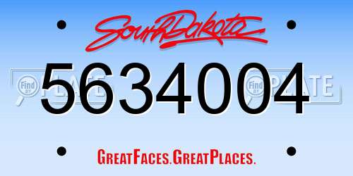 5634004 South Dakota License Plate