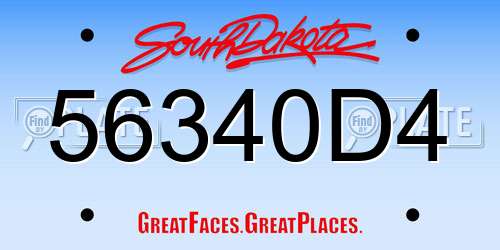 56340D4 South Dakota License Plate