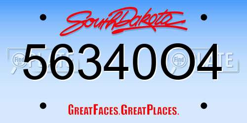 56340O4 South Dakota License Plate
