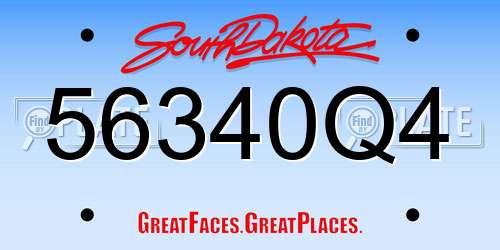 56340Q4 South Dakota License Plate