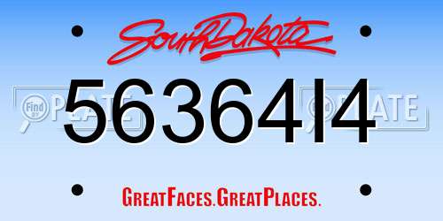 56364I4 South Dakota License Plate