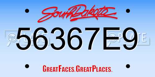 56367E9 South Dakota License Plate