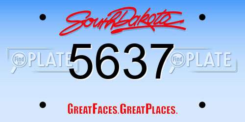 5637 South Dakota License Plate