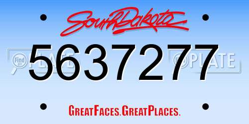 5637277 South Dakota License Plate