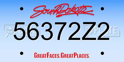56372Z2 South Dakota License Plate