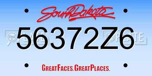 56372Z6 South Dakota License Plate