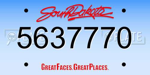 5637770 South Dakota License Plate