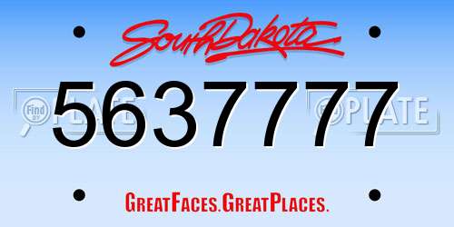 5637777 South Dakota License Plate