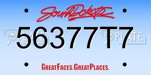 56377T7 South Dakota License Plate