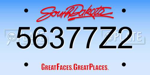 56377Z2 South Dakota License Plate