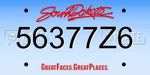 56377Z6 South Dakota License Plate