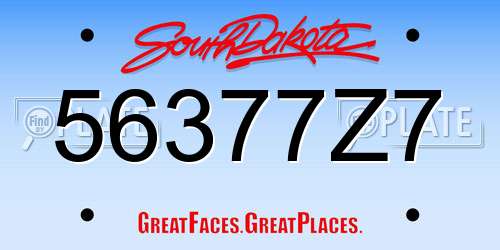 56377Z7 South Dakota License Plate