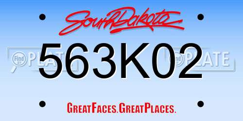 563K02 South Dakota License Plate