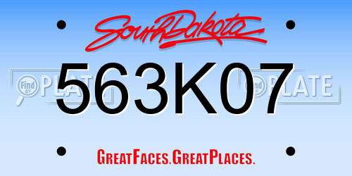 563K07 South Dakota License Plate