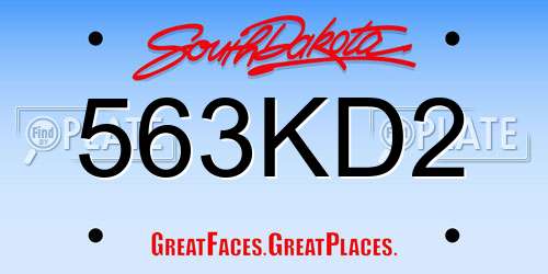 563KD2 South Dakota License Plate