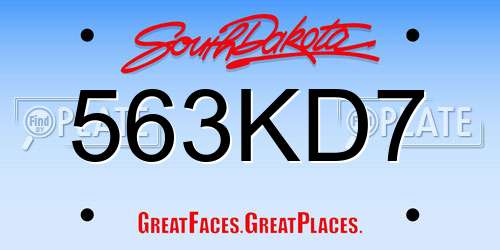563KD7 South Dakota License Plate