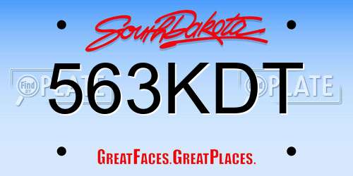 563KDT South Dakota License Plate