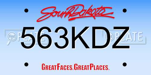 563KDZ South Dakota License Plate