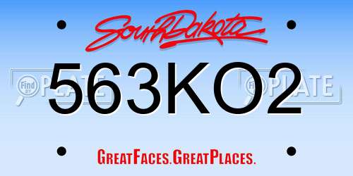 563KO2 South Dakota License Plate